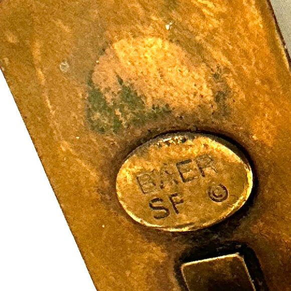 BAER SF – Vintage Brutalist Copper & Brass Sculptural Clip-On Earrings - Picture 6 of 11